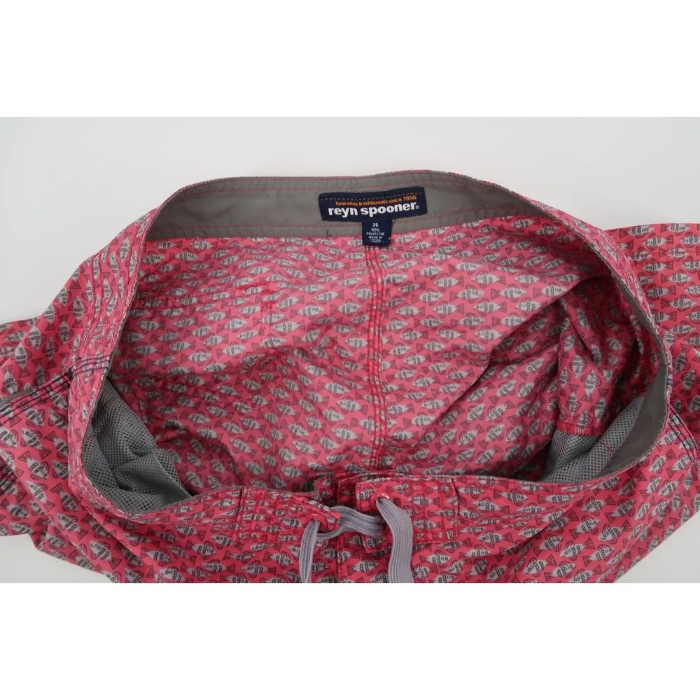 Reyn Spooner Mens‎ 36 Red Fish Print Board Shorts Swim Trunks Unlined